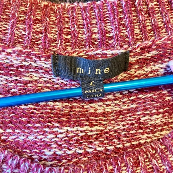 Mine Lightweight Open Knit Striped Pullover Long Sleeve Sweater Size Large - Picture 4 of 5